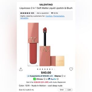 Valentino L Matte Liquid Lipstick & Blush - Nude In Motion